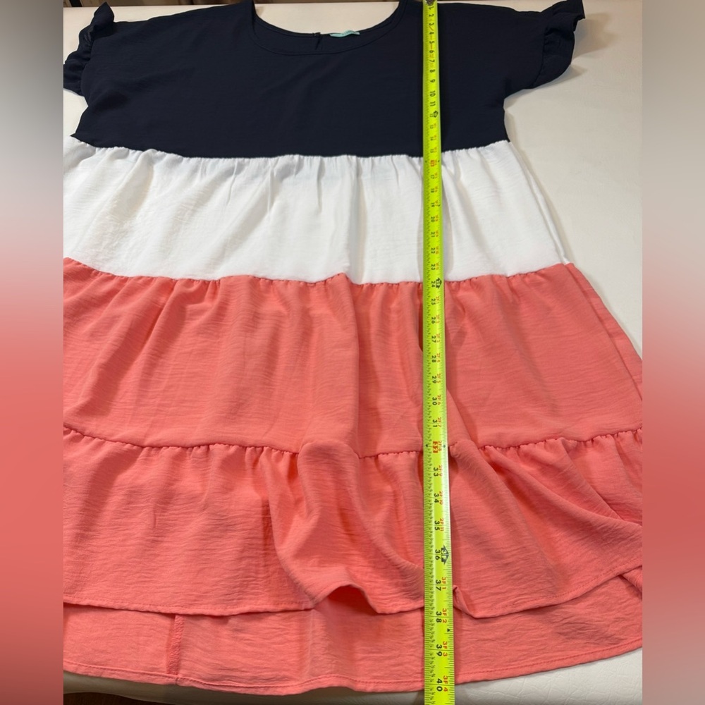 P.S.Kate color block ruffled hem dress pink white navy women’s 3X (bin EE) - Picture 9 of 9